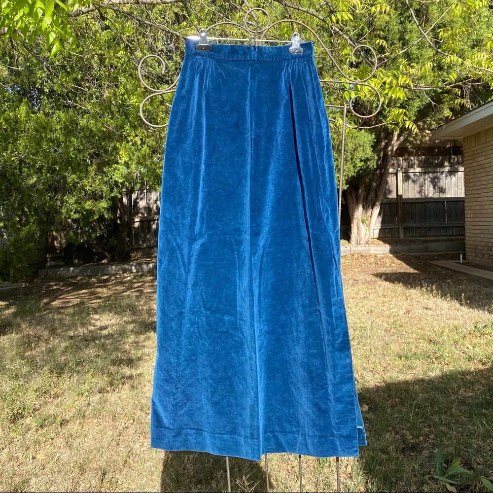 Teal Blue Velvet Maxi Skirt